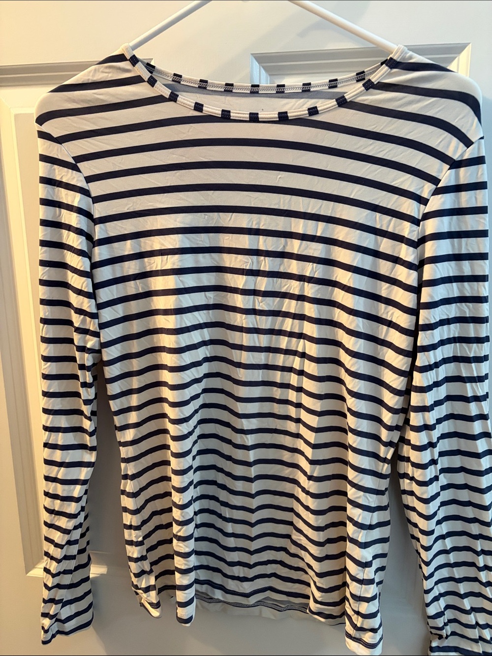 Lands' End Navy and White Striped Tee